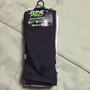 Zone Pro Men's Half Cushion Athletic Crew Socks- 3 pair